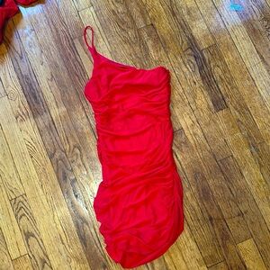 Princess Polly USSize 4 Red one shoulder dress